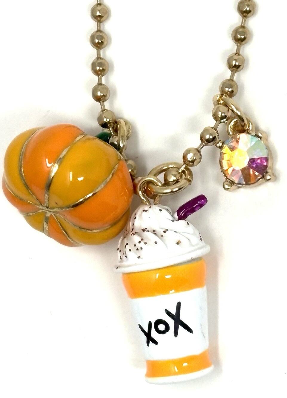 Betsey Johnson Pumpkin Spice Drink Latte Necklace Latte Charm Fall Autumn